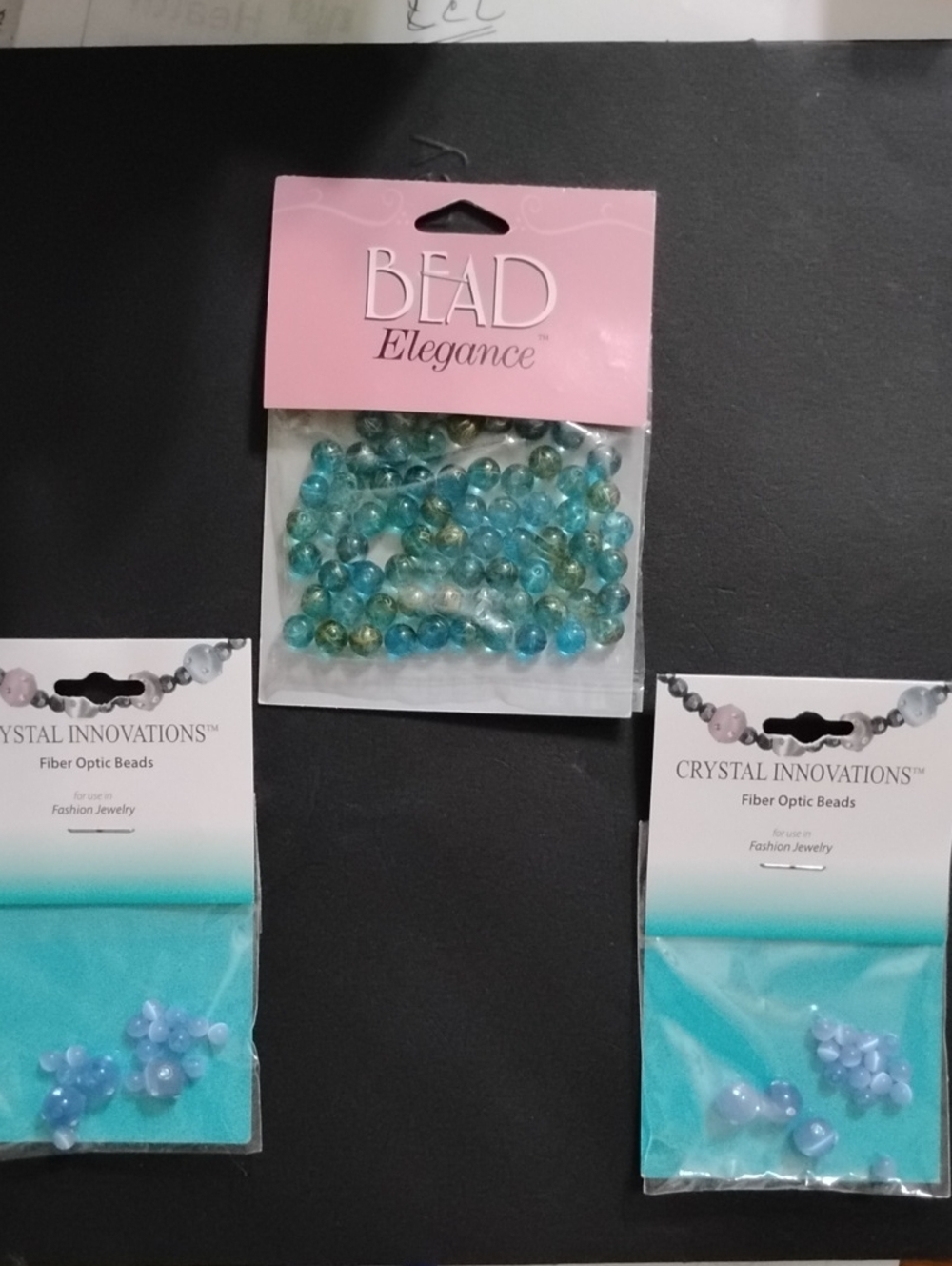Fiberoptic Beads And Blue Painted Glass Beads New